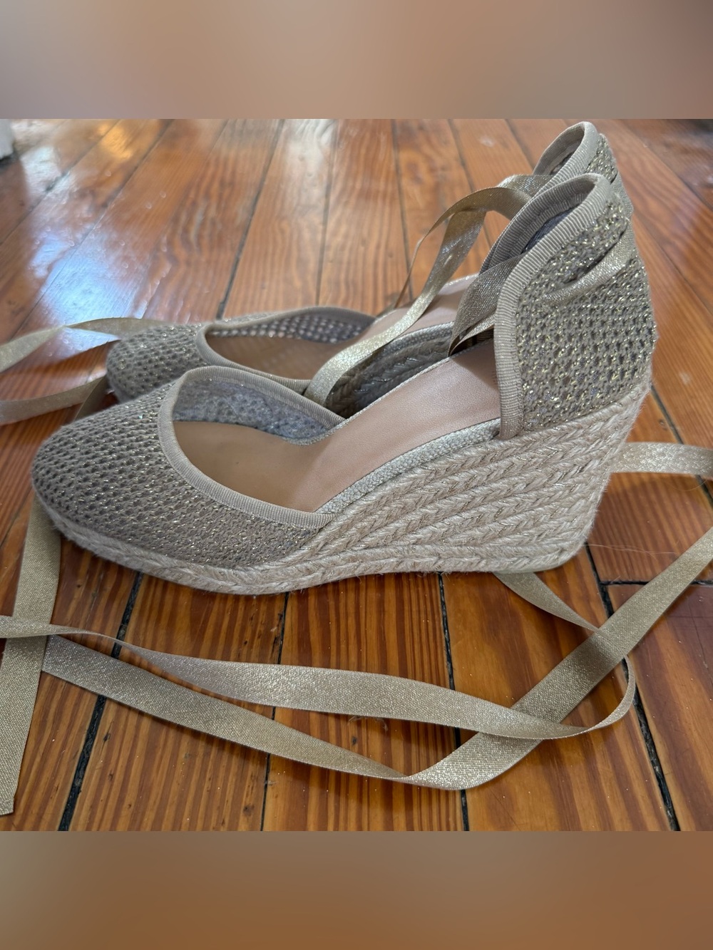 Castaner Metallic Gold Lace-Up Espadrilles - Picture 2 of 5